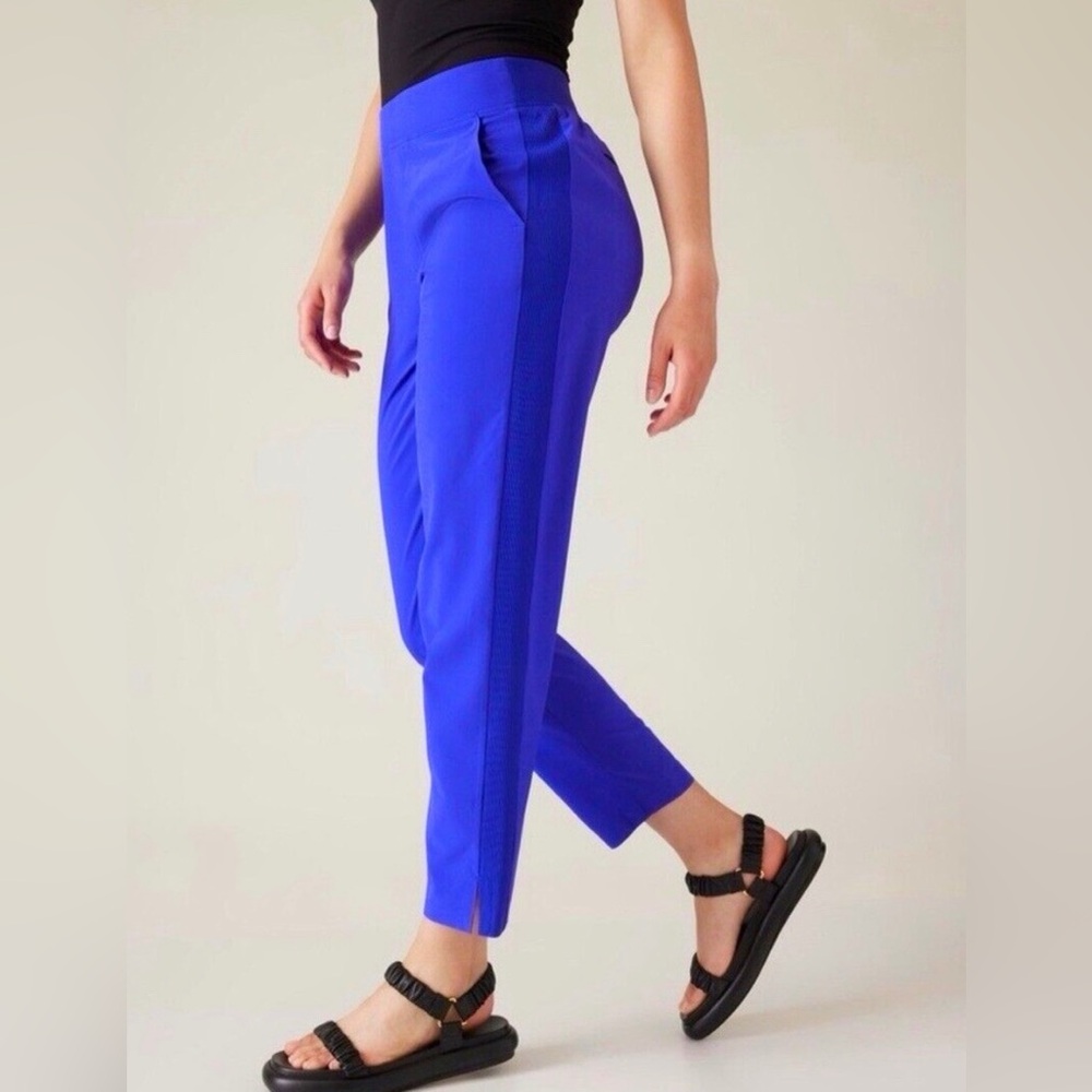 Athleta Brooklyn Lined Mid Rise Pants Womens 8 Blue Travel Stretch Lightweight